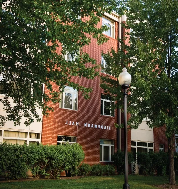 Exterior view of St. Ambrose University's Tiedemann Hall.